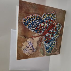 Handmade "Best Wishes" Butterfly Diamond Painting Greeting Card